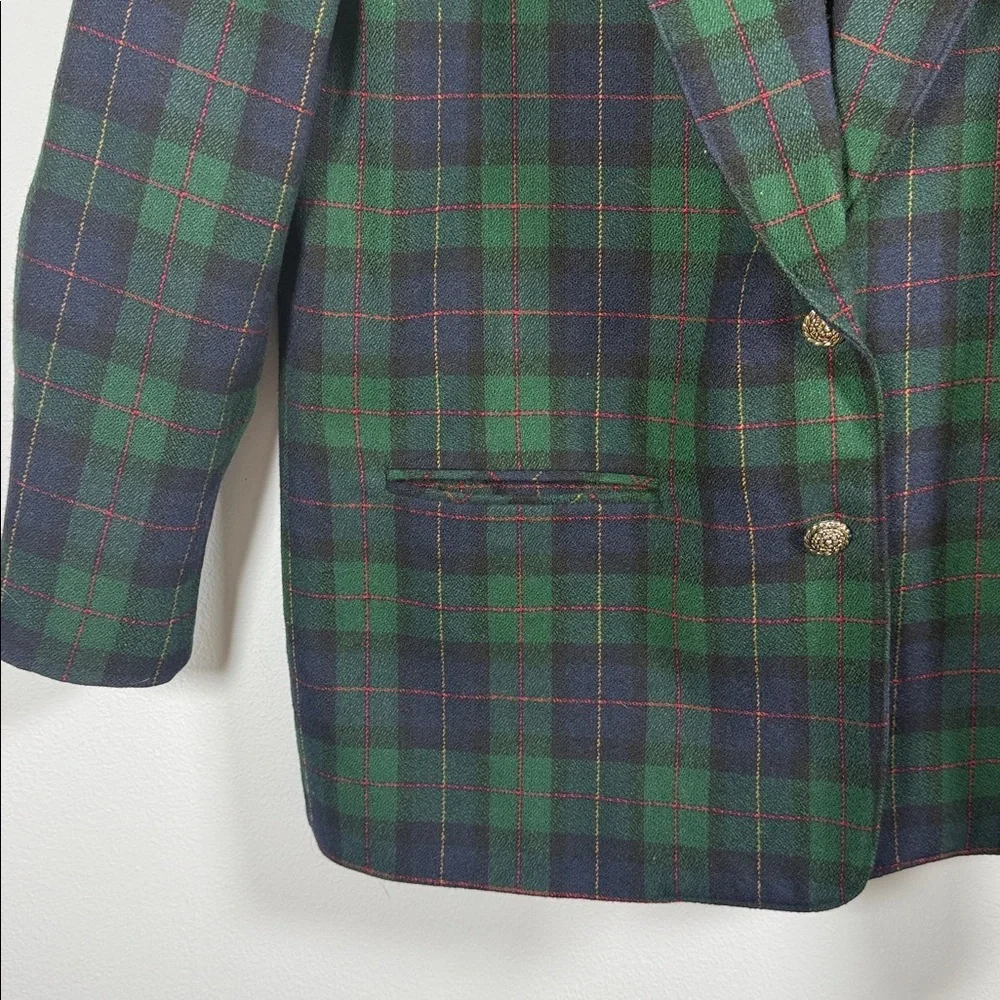 Vintage Alfred Dunner Wool Black Watch Tartan Plaid Blazer Preppy 12P